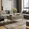Bone Inlay Scandinavian Coffee Table With Storage
