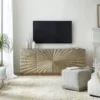 German Silver TV Cabinet in modern living room with wall LED tv