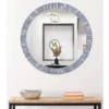 Bone inlay round blue wall mirror