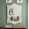 White Mother of Pearl Wall Mirror with wall frames and console table
