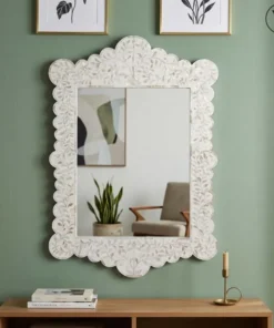 White Mother of Pearl Wall Mirror with wall frames and console table