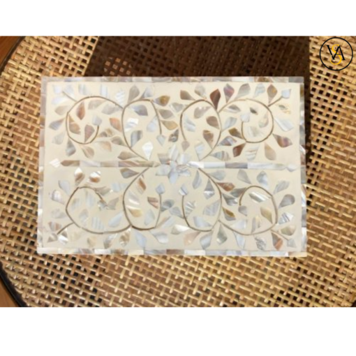 Mother Of Pearl Inlay Box White Floral Pattern