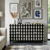Black Bone Inlay Sideboard 3 drawer 2 door in contemporary living room with sofa