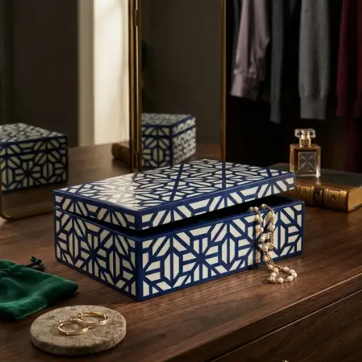 Bone inlay decorative jewelry storage box