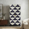 Navy blue bone inlay 2 door almirah with handmade bird pattern design