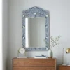 Navy Blue Bone Inlay Mirror in bedroom