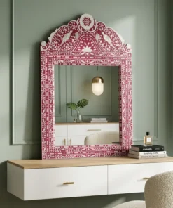 Handmade Bone Inlay Parrot Design wall Mirror