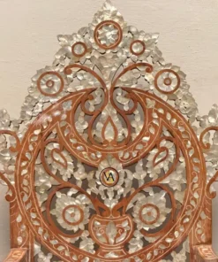 Hand-carved Maharaja Chair backrest with fine mother of pearl detailing
