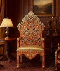 Crown Royal Throne Chair placed in vintage-style royal room setting