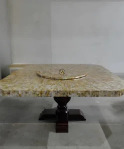 Luxury Golden Mother of Pearl Dining Table With Rotating Susan