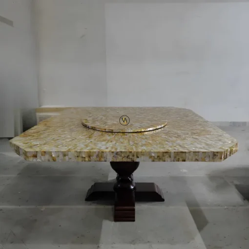 Luxury Golden Mother of Pearl Dining Table With Rotating Susan