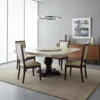 Luxury Mother of Pearl Dinner Table With Susan – Golden Dining Table Set for 4 Placed in Modern Dining Room