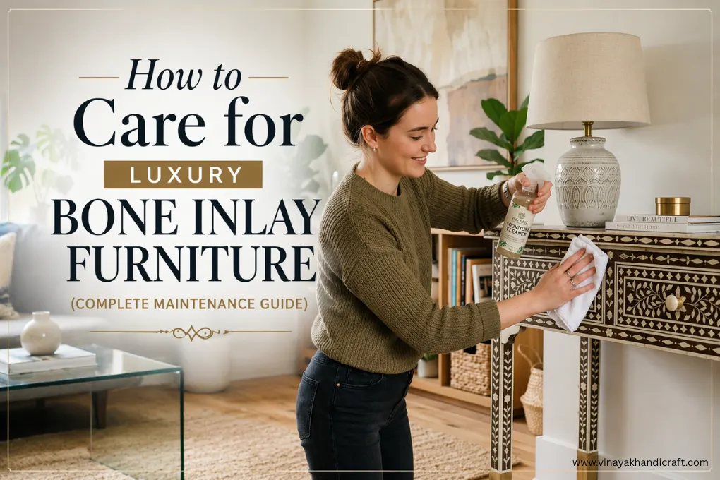 cleaning bone inlay furniture with soft cloth