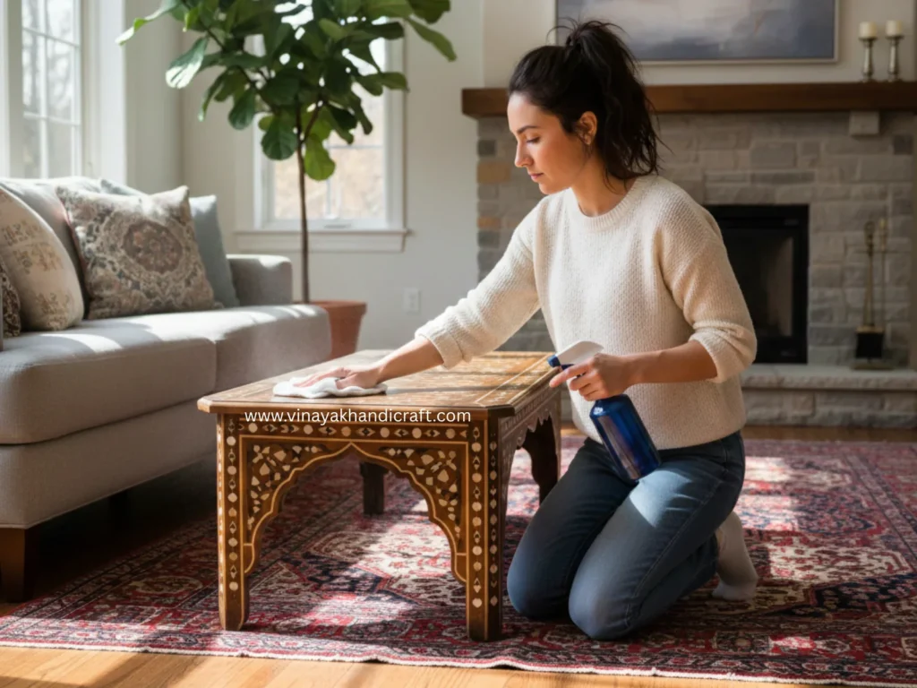 how to clean bone inlay furniture safely