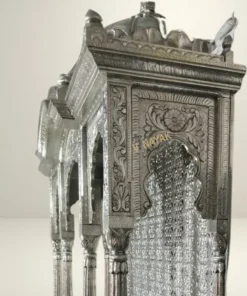 Luxury silver pooja mandir back and side design handcrafted temple