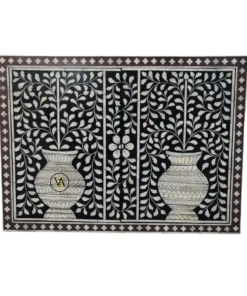 black bone inlay coffee table with floral inlay motifs