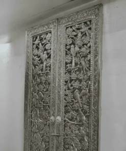 Traditional Temple Door with German silver floral carving
