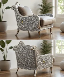 luxury German Silver Accent Chair