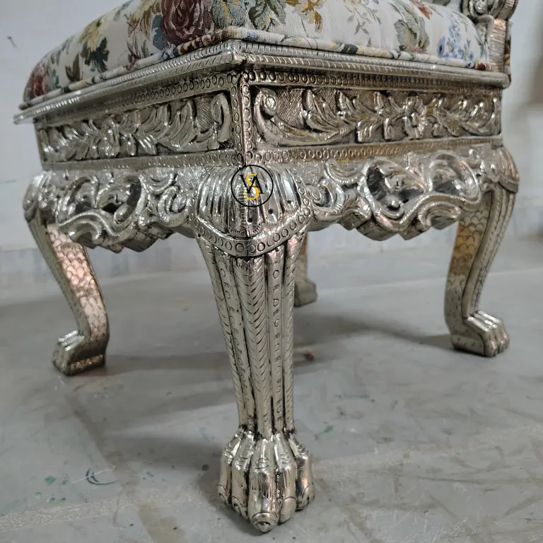 handmade-german-silver-luxury-chair-legs-view Handcrafted German Silver Luxury Chair Close -up Silver Carving