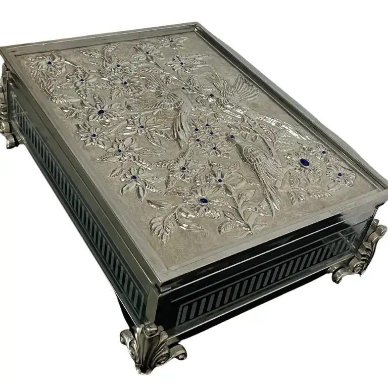 white-metal-jewelry-storage-box-side-up-view