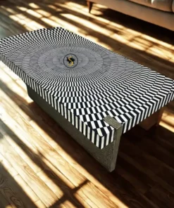 Premium Handmade Bone Inlay Coffee Table Rectangular Design