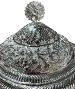 Silver Plated Decorative Pot with Lid for Dining Table Decor