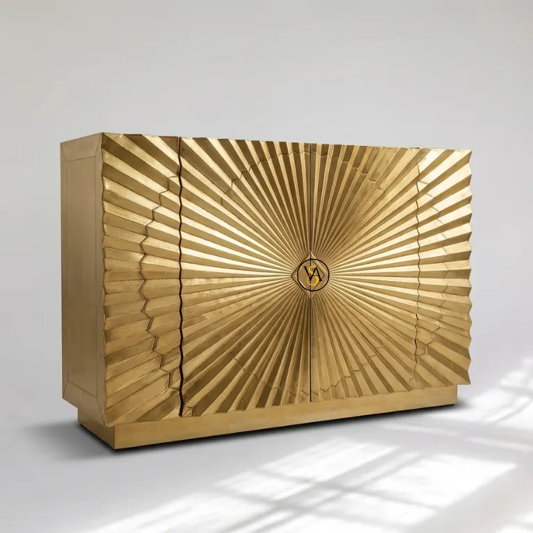 Premium solid wood brass sideboard cabinet