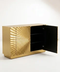 Luxury brass cladding cabinet sideboard open door handcrafted in India