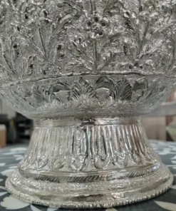 Luxury Floral Silver Plated Decorative Pot Bottom Side
