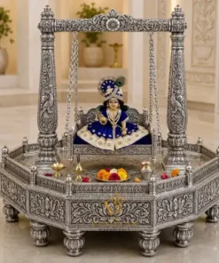 Luxury German Silver Laddu Gopal Jhula handmade for home temple