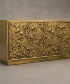 Embossed Brass cladding sideboard cabinet side angle view