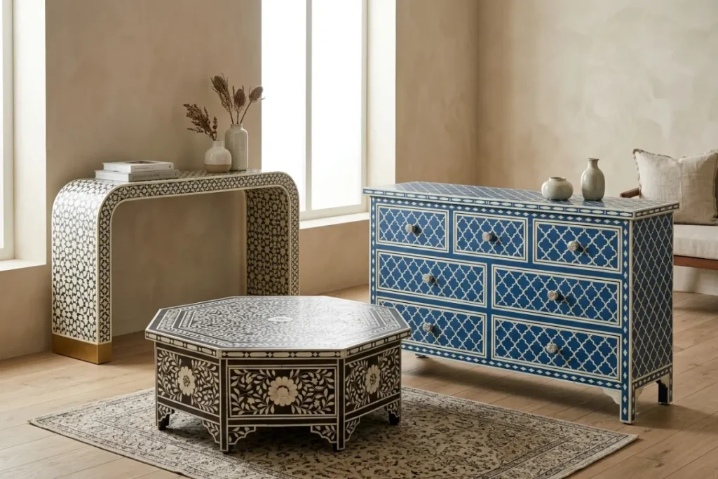 Different bone inlay furniture pieces and their pricing factors