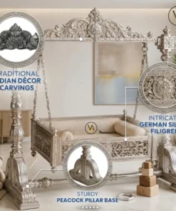 Royal German silver baby swing for luxury nursery with detailed handcrafted design