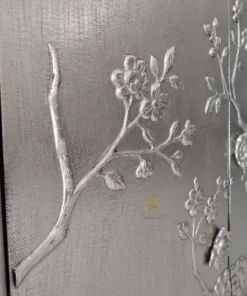 Metal cupboard with rose floral detailing
