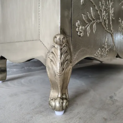 Handmade luxury German silver cabinet carved lags