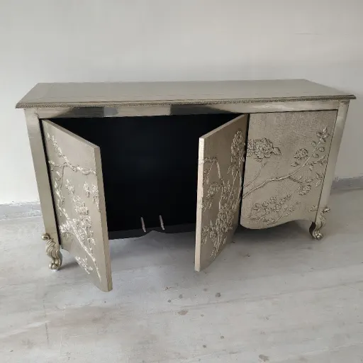 Luxury German Silver Rose Floral Storage Cabinet - Image 5
