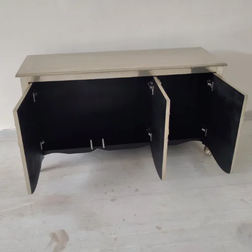 German silver buffet cabinet with open door