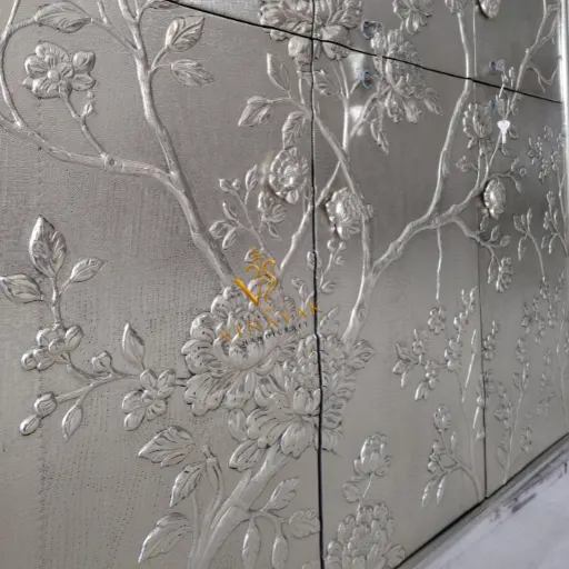 6 door cupboard with embossed flower design