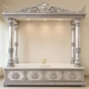 Handmade German silver modern carved temple for home with four decorative pillars and four storage drawers
