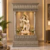 Handmade German silver pooja mandir for home with peacock and floral carving