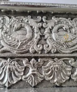 Temple for home with peacock and floral carving design
