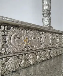 Traditional german silver temple for home with peacock and flower design