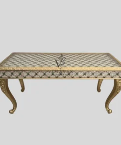 Handcrafted Mother of Pearl Console Table in Luxury Bedroom Interior