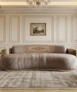 Modern curved sofa in a luxury villa living room